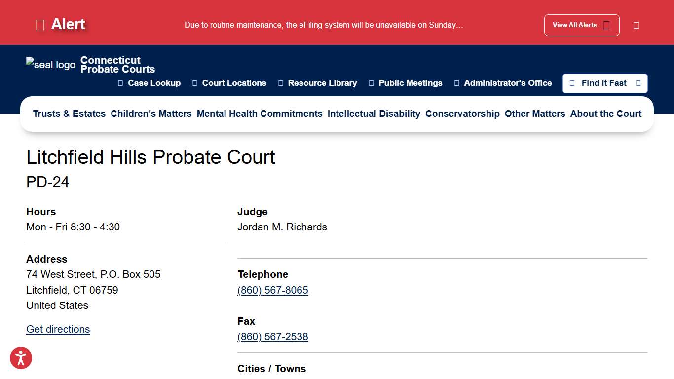 Litchfield Hills Probate Court Connecticut Probate Courts